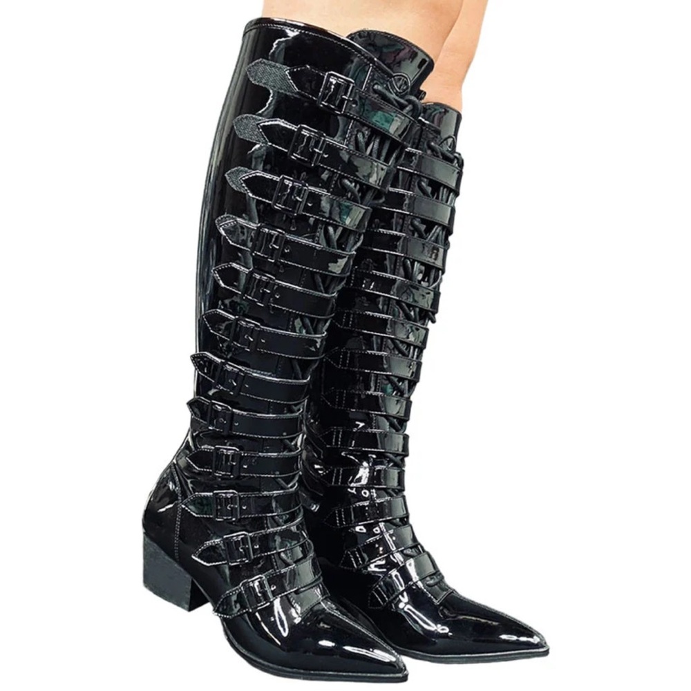 Strange Cvlt Coven Boot Max-Black Patent NIB